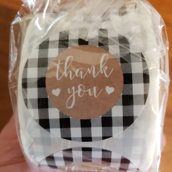 Buffalo Plaid Thank You Stickers- 1.5" 500 Ct Black and White - Picture 4 of 6